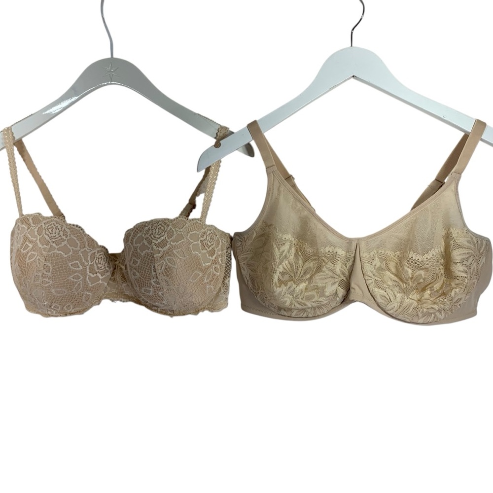 Wonderbra  and La Vie Rose tan nude Lace Women's Bra Set of Two 2 -  size 40D
